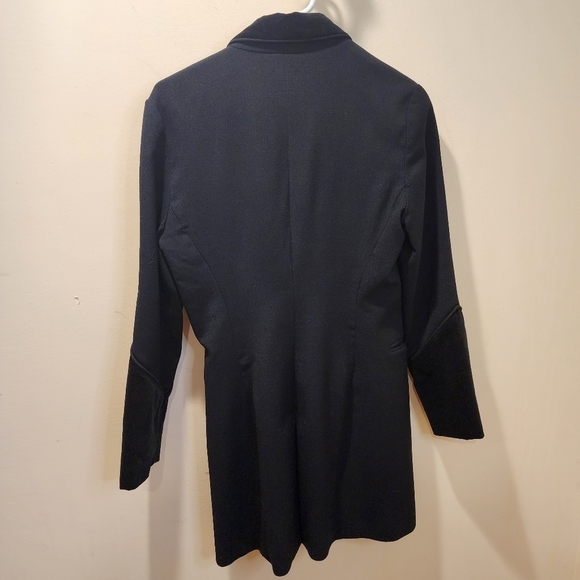 Item...  women's black long 100% worsted wool glamorous blazer jacket size 2 - Picture 4 of 14